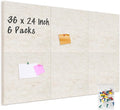 DOLLAR BOSS Felt Cork Board Tiles, 6 Packs 12" x 12" 1/2" Thick Cork Bulletin Board Adhesive Acoustic Panels Soundproof Corkboards for Walls with 60 Pushpins for Home Office Kitchen School, Beige