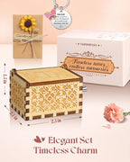 Swooflia Mother's Day Wooden Music Box for Aunt - Hand Crank Engraved Musical Box Vintage Mechanism Personalized Gifts for Mom Daughter Niece Granddaughter Grandma Friend Jesus On Birthday