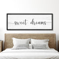Sweet Dreams Wall Decor Above Bed 41.3''×15'' Large Farmhouse Wall Decor for Bedroom Guest Room Decor Framed Wood Wall Art Rustic Master Bedroom Wall Decoration (black frame)