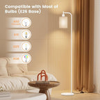 SIBRILLE Floor Lamp with Linen Shade, Dimmable Tall Standing Lamp with Remote Control & 3 Color Temperatures, Modern Floor Lamps for Living Room Bedroom Office Corner, 9W LED Bulb Included