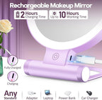 B Beauty Planet Magnifying Mirror with Light 30X, Double-Sided 1X/30X Magnifying Makeup Mirror with Tweezer, 2000mAh 3 Colour Modes with Adjustable Brightness,Foldable Travel Mirror(Purple)