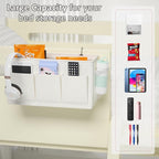 Edudif Dual-purpose Bedside Caddy Bedside Organizer, Bed Caddy with 6 Pockets, Versatile Bedside Storage Solution Magazine Remotes holder, ideal for Home, Dorm, Hospital, Crib Bed