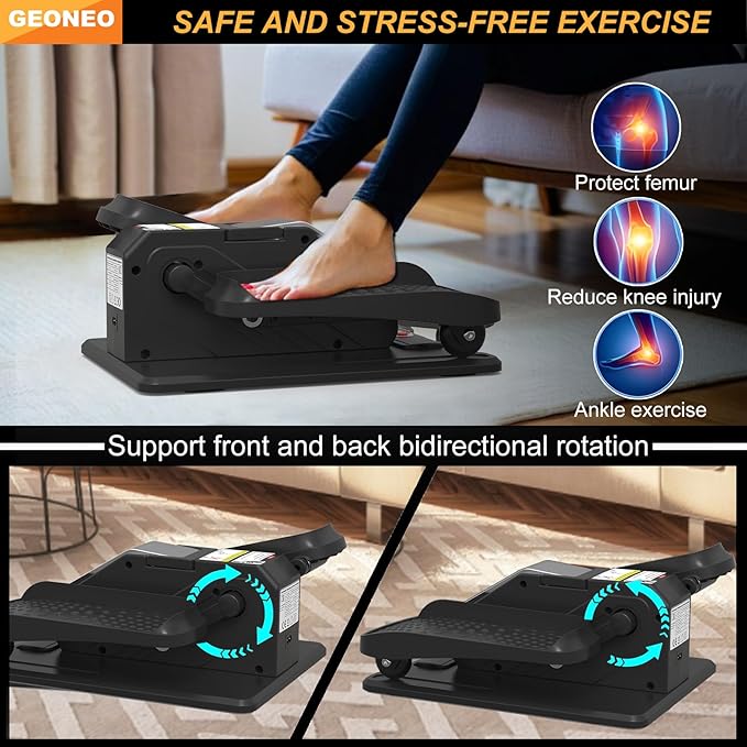 Under Desk Elliptical Machine, Electric Ellipse Leg Exerciser for Senior, Quiet and Compact Electric Seated Pedal Exerciser for Home with Display Monitor, Remote Control and 12 Adjustable Speeds