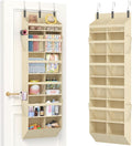 Lifewit 1 Pack Over the Door Organizer, Clear Window Hanging Storage with 4 Side Pockets, Anti Tilt 40 lbs Load Behind Door for Pantry, Nursery, Bathroom, Bedroom, Dorm, 12 Section, Beige
