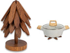 Yuoyar Trivets, Wooden Tree-Shaped sapele Wood Drink Trivets Set for Coffee Table, Kitchen Table Decor