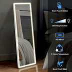 DUMOS LED Full Length Floor Mirror, 20"x63" Full Body Standing Mirror with Lights, 3 Color Lighting, Hanging or Leaning, Wall Mounted, Modern Simple Home Wall Decor, White