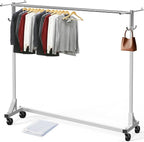 Simple Houseware Industrial Grade Z-Base Garment Rack, 500lb Load with 62" Extra Long bar w/Clear Cover and Tube Bracket