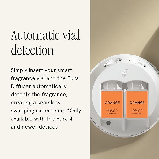 Pura & Simplicity Home Scent Refill - Smart Air Diffuser - Long-Lasting Luxury Fragrance per Refill - Home Essential - Clean & Safe Diffuser Fragrance - 2 Pack, Orange