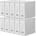 WOWBOX Sheet Organizers and Storage,Closet Bed Sheet Organizer Under Bed Storage and Organization with Label Cards & Clear Window for Bedding Sheets,Duvet Covers,Blankets (10 Pack，White)