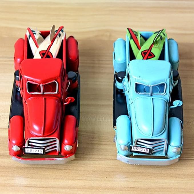PRETYZOOM Vintage Handmade Iron Car Model Red Miniature Desktop Ornament Classic Vehicle Decor for Home Office Unique for Vehicle Lovers Craftsmanship Functional