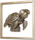 Newinhome Animal Heads Wall Decor (Includes Metal Frame) Resin sea turtle Sculptures Wall Hanging Decoration Gold vintage Wall Sculpture for Living Room Bedroom Office(Turtle)