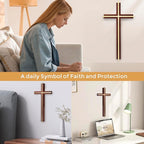 ACHIBANG 10" Wooden Cross for Wall, Modern Minimalist Wall Cross for Home Decor and Blessing, Catholic Gifts