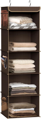 Simple Houseware 5 Shelf Hanging Closet Organizer, Brown