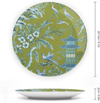 Pagoda Garden Imperial Vintage Plates for Display Asian Green Chinoiserie Household Display Supplies Farmhouse Festival Holiday Party Decorations Personalized Gifts for Men Women Holiday