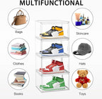 Acrylic Shoe Box, Sneaker Display Case Transparent Box Shoe Storage Bins Clear Plastic Stackable Boot Handbag Organizer Containers with Lids, 1Pack Size 12