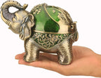 LAUYOO Elephant Decorative Ashtray with Lid for Cigarettes Metal Smoking Ash tray Ashtrays for Smoker Windproof Cigarette ashtrays for Outdoor Indoor Fancy Gift for Men Women Weed Smokers (Dark Green)