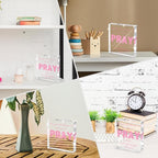 Pink Inspirational Decor- Bible Verse Art Christian Gifts for Women- Pink Acrylic Dorm Room Decor for Women - Pray to me- Office Desk Accessories Decor Sign 4x 4 Inches