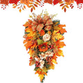 Fall Swag for Front Door – Maple Berry Teardrop Arrangement, Harvest Holiday Garland, Seasonal Ornament for Porch, Entryway, Lobby, Window Display, Mantel Decoration, Festival Celebration