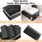 Under Bed Storage Bins - 98L Height-adjustable Under Bed Storage Containers, Compression Blanket Storage Comforter Storage Sweater Storage, Clothes Storage Bins With Clear Window, 3 Pack Beige