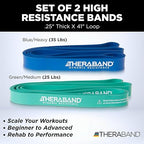 THERABAND High Resistance Bands, Set of 2 Elastic Super Bands for Improving Flexibility, Injury Rehab, & Full Body Workouts, Heavy Duty Stretch Bands for Lifting, 1 Medium & 1 Heavy Band, Multicolor