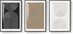 Large Framed Boho Neutral Abstract Wall Art, 3 Piece Modern Art Prints Paintings Artwork for Walls, Minimalist Black White Brown Geometric Pictures for Living Room, Dining Room, Bedroom Wall Decor