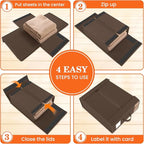 WOWBOX Sheet Organizers and Storage,Closet Bed Sheet Organizer Under Bed Storage and Organization with Label Cards & Clear Window for Bedding Sheets,Duvet Covers,Blankets (10 Pack，Brown)