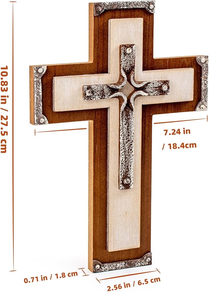 OKSQW Wall Wooden Cross Christians Cross Spiritual Religious Gifts With Hook on Hanging Wall Or Table With Blessed For Church Home Room Decoration For Christmas (Resin Small)