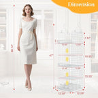 5 Tier Hanging Closet Organizer Separable Hanging Closet Shelves with 4 Hooks 2 Adjustable Dividers, Wire Storage Basket Bins for Clothing Sweaters Socks Dolls Handbags, Foldable