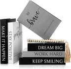 Menkxi 6 Aesthetic Decorative Books Set with Tassel Wood Bead Motivational Table Decor Encouragement Faux Book with Inspirational Design for Home Coffee Table Modern Decoration Photo Storage Box