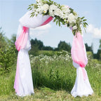 Artificial Peony Flower Swag, 29.6in Faux Eucalyptus Leaves Corner Rose Floral Swags, Artificial Mirror Flower Chair Back Flower Swags for Sheer Drapes, Wedding Chair, Arbor, Wedding(White)