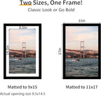 11x17 Picture Frame 3 Pack - Black Poster Frame Display Pictures 9x15 with Mat or 11 x 17 Without Mat for Wall Hanging Horizontal and Vertical