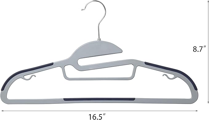 Finnhomy 50 Pack Plastic Hangers, Heavy Duty Clothes Hangers with Non-Slip Pads, Space Saving Easy Slide Clothes Hanger for Closet, Great for Shirts, Pants, Scarves, Strong Enough for Coat