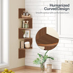 HOOBRO Corner Shelf Wall-Mounted, Set of 2 Floating Corner Shelves for Wall, 4-Tier Corner Bookshelves for Living Room, Bedroom, Bathroom, Home Office, Walnut WL25BJP201