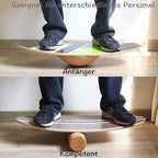 Maple Wood Balance Board with Roller and Half Ball Accessories - Dual-Mode Balance Trainer for Adults, Home Gym & Office Use, Surfboard Shape Design(31.5 x 11.8in)