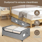 Under Bed Storage with Wheels, 2-Pack Under the Bed Storage Containers with Clear Lids & Label, Underbed Storage Bins, XXXL 85L 11 inches Rolling Metal Drawer for Clothes, Shoes, Toys, Books - Gray