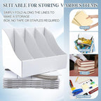 6 Pack Cardboard Magazine File Holders 24 Grids Vertical Book Bins 10.6'' x 10.2'' x 14'' Magazine Document Storage Box for Desk Shelves Home Office Classroom Library Use (White)