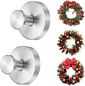 2 Pack Suction Cup Wreath Hangers for Front Door Garland Hanger 11 Lb -22 Lb Suction Wreath Hanger for Glass Door No Drill Suction Hooks for Bathroom Halloween Christmas Decorations (Siver)