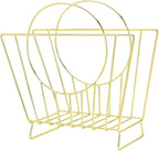 MyGift Mid-Century Brass Plated Metal Free Standing Magazine Holder Document File Rack with Decorative Bag Shaped Design