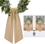 2 Pcs Burlap Wreath Sash for Front Door Linen Wreath Ribbon Bow for Yard Porch Garland Home Decor