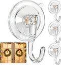 HEYHOUSE Wreath Hangers for Front Door, Clear Suction-Cup-Hooks Wreath-Door-Hanger on Glass Window,Easter Valentine’s Decorations Indoor Outdoor Over The Doors Hooks,Removable and Reusable, 4 Pack