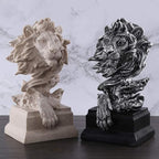 H&W Sandstone Lion - The King of Beasts - Statue Decoration for Home/Study/Living Room, Great Collectible Figurines, Best Gift for The Man, Sandstone Color (HH17-D2)