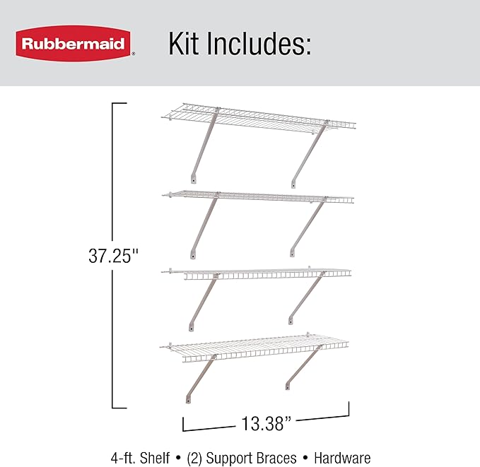 Rubbermaid Direct Mount Linen Shelf Kit 3' Length White