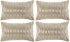 Fancy Homi 4 Packs Decorative Throw Pillow Covers for Living Room Couch Bed, Modern Farmhouse Boho Home Décor Accent Cushion Case, 24" x 12", Taupe