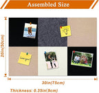 Square Felt Cork Bulletin Board Tiles, Self Adhesive DIY Felt Pin Board for Wall 30" x 20" with 35 Pushpins for Office School Home Wall Decor Stickers Memos Photos Display (Gradual Grey& Camel)