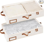 StorageWorks Under Bed Storage Containers with Handles and Label Holder, 2 Pack Ultra-thick Fabric Underbed Bins, Closet Organizer for Clothes, Blankets, Sweater