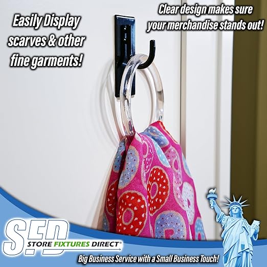 Clear Plastic Retail Scarf Rings - Round Fine Garment Hangers - 2.58" ID - 3.25" OD - 50 Pack