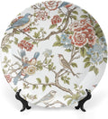 Fashion Plates Chinoiserie Tree Peony Bird Floral Personalized Decor for Office Wall Table Display Hanging Decorative Tiles Including Bracket And Special Hook, Multi Sizes, Gifts for Men Women