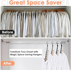 Closet Organizers and Storage, Magic Space Saving Hangers for 60 Heavy Clothes, College Dorm Room Essentials, Sturdy 360° Swivel Hooks Cascading Hanger, Bedroom Home Organization Essentials, 12 Pack