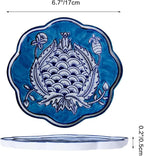 Hand-Painted Blue and White Ceramic Plate 6.7 Inch, Floral Chinoiserie Decorative Plate for Shelf Cabinet, Kitchen Dinnerware Dessert Cheese Sushi Snack Dishes, Great Housewarming Gift