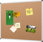 VIZ-PRO Cork Notice Board, 48 X 32 Inches, Cork Bulletin Board with Silver Aluminium Frame